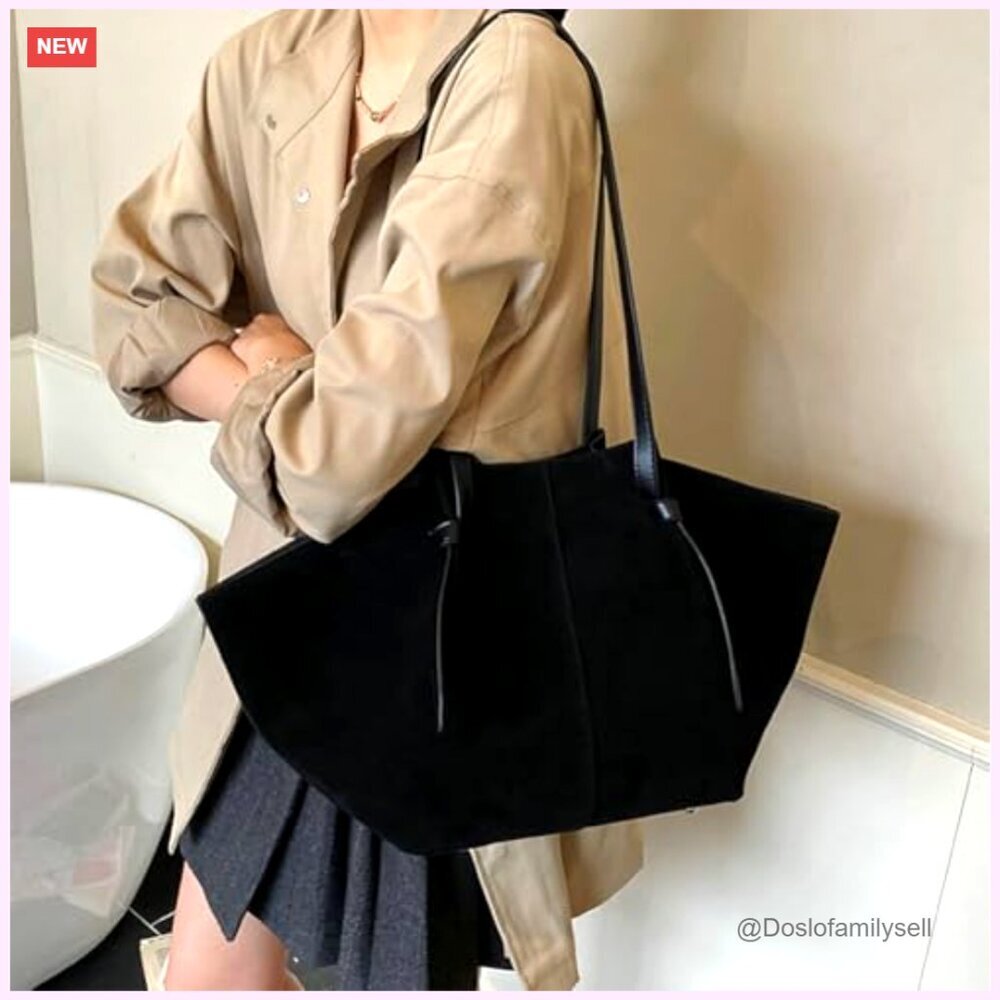 Suede Tote Shoulder Bag Crossbody Hobo Purse Vintage Minimal Chic - Picture 2 of 5